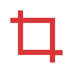 Crop vector icon. Red symbol