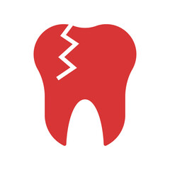 Broken tooth vector icon. Red symbol