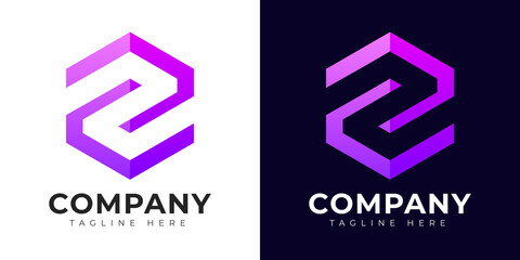 Modern gradient style letter z logo template. Z letter design vector with colorful creative hexagon sign.