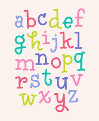 Cute colorful hand draw alphabet.