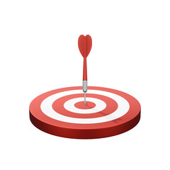 Fototapeta na wymiar Red dart hit on dartboard on white background. Business target concept. 3D rendering and illustration with clipping path.