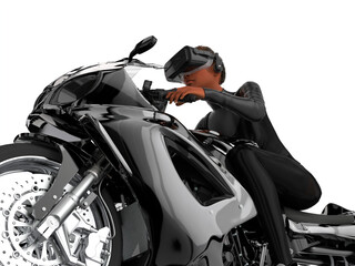 Image of a girl on a motorcycle 3D illustration