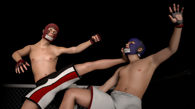 kickboxing kick 3D illustration