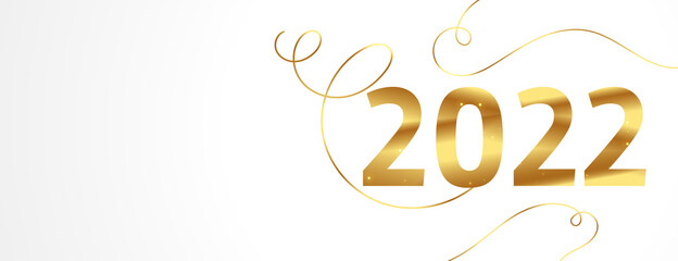 Obraz na płótnie Canvas happy new year 2022 golden banner with swirl lines