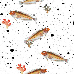 a beautiful and stunning repeated pattern of oceanic creatures called blennius superciliosus in high definition free download perfect for fabrics, t-shirts, mugs, etc