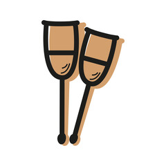 linear color icon in the form of medical crutches. concept of traumatology and orthopedics