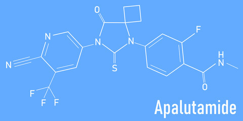 Skeletal formula of Apalutamide prostate cancer drug molecule.	