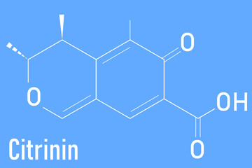 Skeletal formula of Citrinin mycotoxin molecule.	