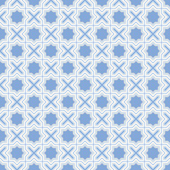 Geometrric blue cement tile seamless pattern vector background