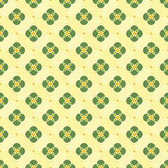 small flower and leaves mosaic tile seamless pattern geometric vector background