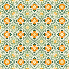 Abstract floral mosaic tile seamless pattern vector geometric background