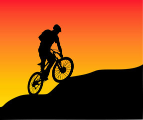 Fototapeta na wymiar silhouette of a biker