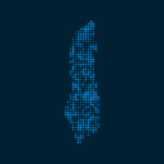 Grand Turk Island dotted glowing map. Shape of the island with blue bright bulbs. Vector illustration.