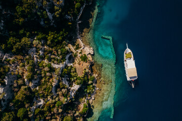Aerial photography at sunset in Turkey, Kemer city