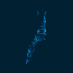 Cebu dotted glowing map. Shape of the island with blue bright bulbs. Vector illustration.