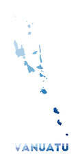 Low poly map of Vanuatu. Geometric illustration of the country. Vanuatu polygonal map. Technology, internet, network concept. Vector illustration.