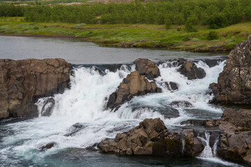 Waterfall Glanni in Nordura River in Borgarfjordur in Iceland