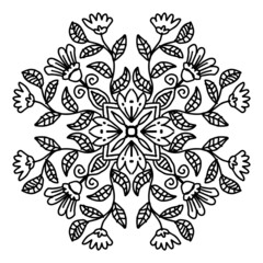 Hand draw of mandala with floral ornament pattern.