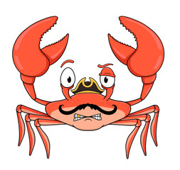 cartoon crab pirate. isolated on white background
