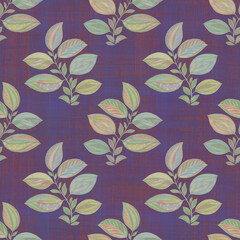 Abstract seamless background from leaves. Digital processing of watercolor illustration. Seamless botanical pattern for design, wallpaper, fabric, print. Abstract ornament branch with leaves