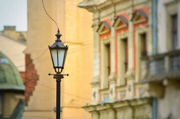Vintage lantern on the street of the old city