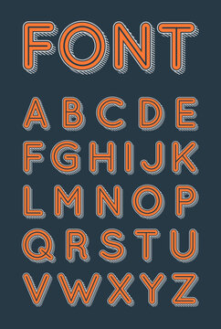 Modern uppercase alphabet design with shadow.
