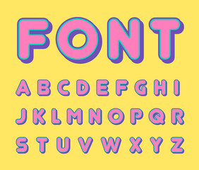 Modern bold uppercase alphabet design with shadow.