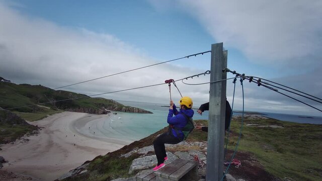 Zip Line over Ceannabeinne Beach - Durness - Scotland