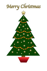 Christmas tree illustration, with Merry Christmas greeting