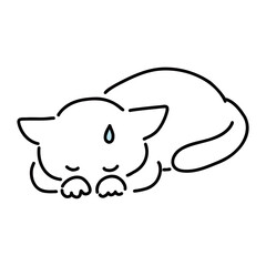 土下座して謝っている白猫　全身