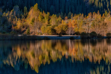 Mountain lake in an autumn day