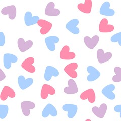 Seamless valentines pattern with hearts on white background 