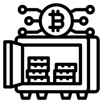 bitcoin safe storage concept black outline clip art preview
