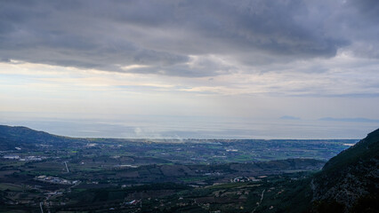Fototapeta na wymiar Panorama seen from Trentinara, Terrazza sul Cilento, Campania, Italy