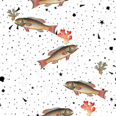 a beautiful and stunning repeated pattern of oceanic creatures called maculated bodian bodianus maculatus in high definition free download perfect for fabrics, t-shirts, mugs, etc