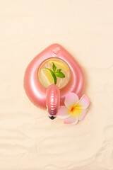 Summer Beach Composition Inflatable Mini Flamingo Holder for Cocktail Pool Float Party Trendy...