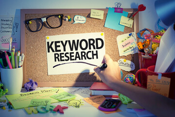 Keyword research business concept text in office