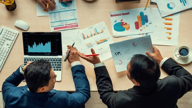 Business visual data analyzing technology by creative computer software . Concept of digital data for marketing analysis and investment decision making .