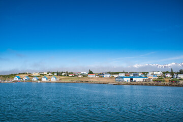 Fototapeta premium Coastline of Island of Hrisey in Eyjafjordur in Iceland