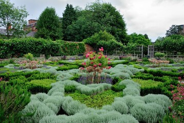 View of the Elizabethan Knot Garden between Chapel Street and Chapel Lane Stratford-upon-Avon, Warwickshire, England, UK