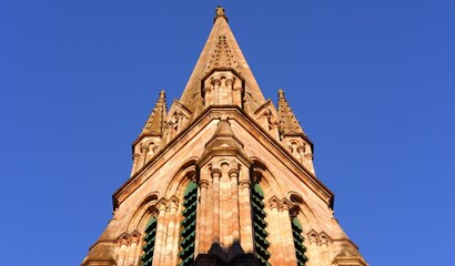 Modern church tower during the sunset