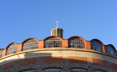 Modern church with blue sky