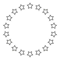a frame of star contours arranged in a circle, vector illustration, design element