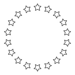 a frame of star contours arranged in a circle, vector illustration, design element