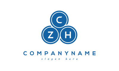 Fototapeta na wymiar CZH three letters creative circle logo design with blue