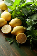 Fresh juicy lemons with mint.