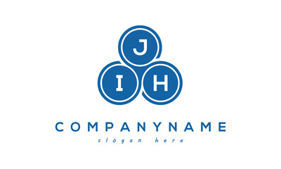 Fototapeta na wymiar JIH three letters creative circle logo design with blue