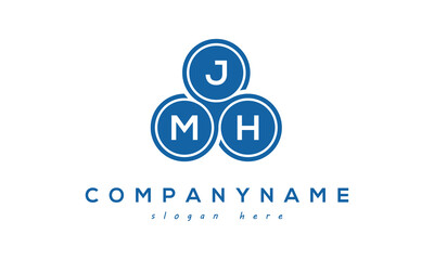 Fototapeta na wymiar JMH three letters creative circle logo design with blue