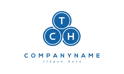Fototapeta na wymiar TCH three letters creative circle logo design with blue