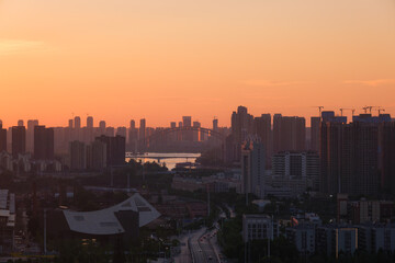 Fototapeta premium Wuhan city skyline scenery in Hubei, China